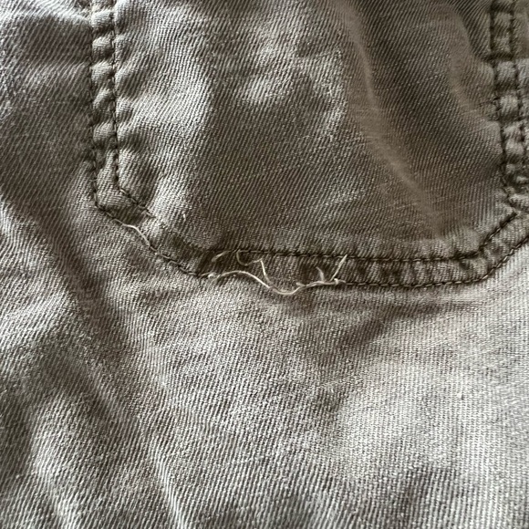 Level 99 Green Linen Raw Hem Pants Women’s 26 Cargo City Utility Lagenlook - Picture 6 of 6